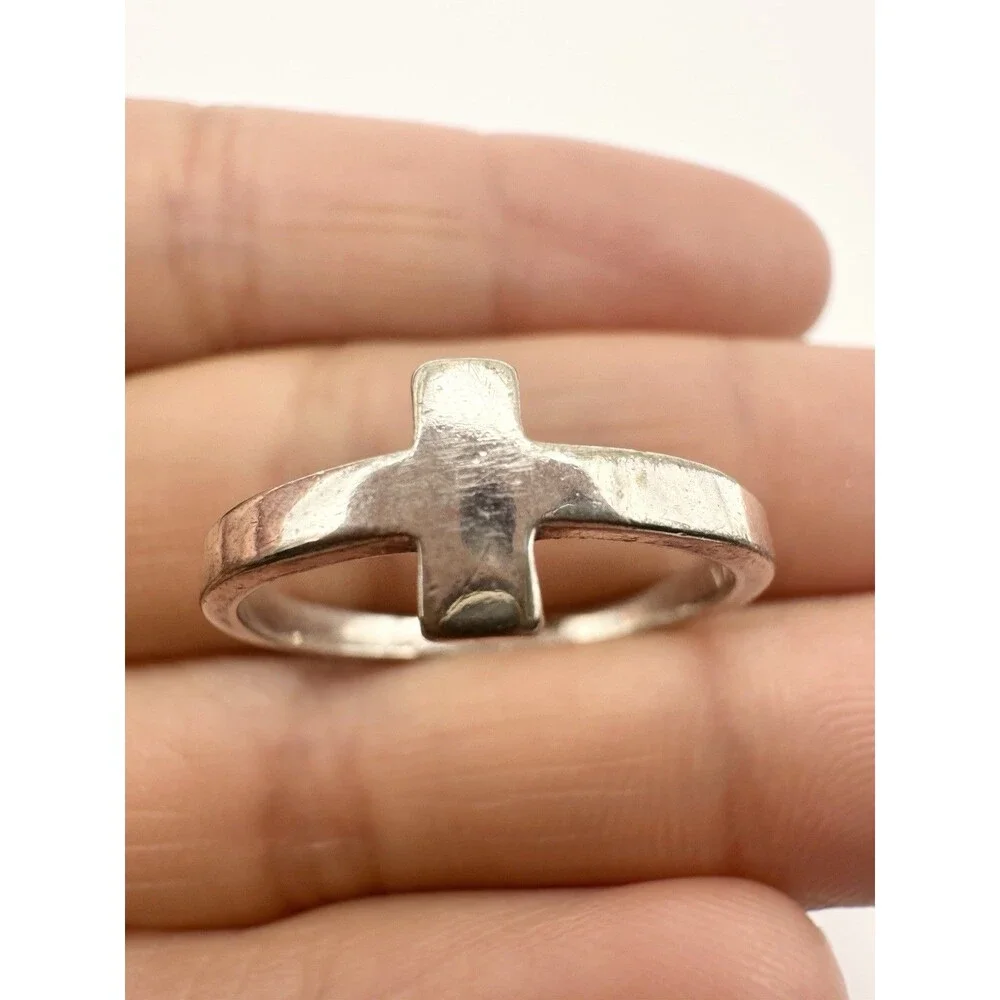 925 Sterling Silver He Is Love Cross Ring Religious Size 8